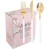 imageWDF 90Pieces Gold Plastic SilverwareGold Plastic Cutlery with White Handle Heavy Duty Thanksgiving Christmas Silverware Include 30Forks 30 Spoons 30 Knives for PartiesGold