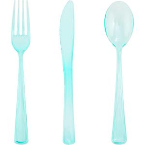 imageWDF 180 Pieces Plastic Christmas Silverware  Disposable Cutlery Set Incluede 60 Gold Forks 60 Red Knives and 60 Green Spoons  Heavy Duty Plastic Flatware  Disposable Utensils for ChristmasClear Green  180PCS