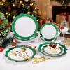 imageWDF 100PCS Green Plates Disposable  Heavy Duty Christmas Plates  50 Guests Green Plastic Plate for PartyChristmasGreen
