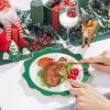 imageWDF 100PCS Green Plates Disposable  Heavy Duty Christmas Plates  50 Guests Green Plastic Plate for PartyChristmasGreen