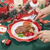 imageWDF 100PCS Green Plates Disposable  Heavy Duty Christmas Plates  50 Guests Green Plastic Plate for PartyChristmasRed