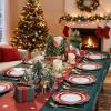 imageWDF 100PCS Green Plates Disposable  Heavy Duty Christmas Plates  50 Guests Green Plastic Plate for PartyChristmasRed