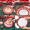 imageWDF 100PCS Green Plates Disposable  Heavy Duty Christmas Plates  50 Guests Green Plastic Plate for PartyChristmasRed