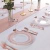 imageWDF 100PCS Green Plates Disposable  Heavy Duty Christmas Plates  50 Guests Green Plastic Plate for PartyChristmasRose Gold
