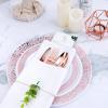 imageWDF 100PCS Green Plates Disposable  Heavy Duty Christmas Plates  50 Guests Green Plastic Plate for PartyChristmasRose Gold