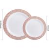 imageWDF 100PCS Green Plates Disposable  Heavy Duty Christmas Plates  50 Guests Green Plastic Plate for PartyChristmasRose Gold