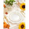 imageWDF 100PCS Green Plates Disposable  Heavy Duty Christmas Plates  50 Guests Green Plastic Plate for PartyChristmasWhite and Gold