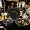image:image175PCS Purple Plates Disposable  Lavender Plastic Plates 25Guests Plastic Dinnerware with Rolled Napkins for BirthdaySpringBaby ShowerEasterBlack and Gold