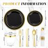 image:image175PCS Purple Plates Disposable  Lavender Plastic Plates 25Guests Plastic Dinnerware with Rolled Napkins for BirthdaySpringBaby ShowerEasterBlack and Gold
