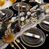 image:image175PCS Purple Plates Disposable  Lavender Plastic Plates 25Guests Plastic Dinnerware with Rolled Napkins for BirthdaySpringBaby ShowerEasterBlack and Gold