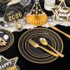 image:image175PCS Purple Plates Disposable  Lavender Plastic Plates 25Guests Plastic Dinnerware with Rolled Napkins for BirthdaySpringBaby ShowerEasterBlack and Gold
