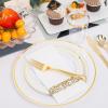 image:image175PCS Purple Plates Disposable  Lavender Plastic Plates 25Guests Plastic Dinnerware with Rolled Napkins for BirthdaySpringBaby ShowerEasterGold  Modern