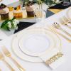 image:image175PCS Purple Plates Disposable  Lavender Plastic Plates 25Guests Plastic Dinnerware with Rolled Napkins for BirthdaySpringBaby ShowerEasterGold  Modern