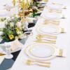 image:image175PCS Purple Plates Disposable  Lavender Plastic Plates 25Guests Plastic Dinnerware with Rolled Napkins for BirthdaySpringBaby ShowerEasterGold  Modern