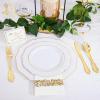 image:image175PCS Purple Plates Disposable  Lavender Plastic Plates 25Guests Plastic Dinnerware with Rolled Napkins for BirthdaySpringBaby ShowerEasterGold Modern