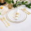 image:image175PCS Purple Plates Disposable  Lavender Plastic Plates 25Guests Plastic Dinnerware with Rolled Napkins for BirthdaySpringBaby ShowerEasterGold Modern