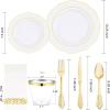 image:image175PCS Purple Plates Disposable  Lavender Plastic Plates 25Guests Plastic Dinnerware with Rolled Napkins for BirthdaySpringBaby ShowerEasterGold Modern