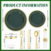 image:image175PCS Purple Plates Disposable  Lavender Plastic Plates 25Guests Plastic Dinnerware with Rolled Napkins for BirthdaySpringBaby ShowerEasterGreen