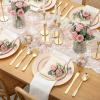 image:image175PCS Purple Plates Disposable  Lavender Plastic Plates 25Guests Plastic Dinnerware with Rolled Napkins for BirthdaySpringBaby ShowerEasterPink