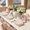 image:image175PCS Purple Plates Disposable  Lavender Plastic Plates 25Guests Plastic Dinnerware with Rolled Napkins for BirthdaySpringBaby ShowerEasterPink
