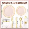 image:image175PCS Purple Plates Disposable  Lavender Plastic Plates 25Guests Plastic Dinnerware with Rolled Napkins for BirthdaySpringBaby ShowerEasterPink