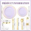 image:image175PCS Purple Plates Disposable  Lavender Plastic Plates 25Guests Plastic Dinnerware with Rolled Napkins for BirthdaySpringBaby ShowerEasterPurple