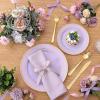 image:image175PCS Purple Plates Disposable  Lavender Plastic Plates 25Guests Plastic Dinnerware with Rolled Napkins for BirthdaySpringBaby ShowerEasterPurple
