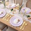 image:image175PCS Purple Plates Disposable  Lavender Plastic Plates 25Guests Plastic Dinnerware with Rolled Napkins for BirthdaySpringBaby ShowerEasterPurple