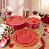 image:image175PCS Purple Plates Disposable  Lavender Plastic Plates 25Guests Plastic Dinnerware with Rolled Napkins for BirthdaySpringBaby ShowerEasterRed