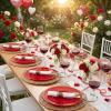 image:image175PCS Purple Plates Disposable  Lavender Plastic Plates 25Guests Plastic Dinnerware with Rolled Napkins for BirthdaySpringBaby ShowerEasterRed