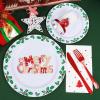 image:image175PCS Purple Plates Disposable  Lavender Plastic Plates 25Guests Plastic Dinnerware with Rolled Napkins for BirthdaySpringBaby ShowerEasterRed and Green