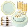 image:image175PCS Purple Plates Disposable  Lavender Plastic Plates 25Guests Plastic Dinnerware with Rolled Napkins for BirthdaySpringBaby ShowerEasterSage Green
