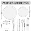 image:image175PCS Purple Plates Disposable  Lavender Plastic Plates 25Guests Plastic Dinnerware with Rolled Napkins for BirthdaySpringBaby ShowerEasterWhite and Silver
