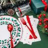 image:imageWDF 175Pcs Disposable Christmas Plates amp Napkins  25 Dinner amp Dessert Plates 25 Utensils 25 Cups 25 Christmas Napkins Pack of 2