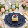 image:imageWDF 100PCS Mint Green Plastic Plates  Green Easter Plates Disposable  Heavy Duty Scalloped Plastic Plate for PartiesWeddingEasterSpringBlue and Gold