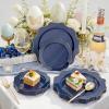 image:imageWDF 100PCS Mint Green Plastic Plates  Green Easter Plates Disposable  Heavy Duty Scalloped Plastic Plate for PartiesWeddingEasterSpringBlue and Gold