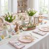 image:imageWDF 100PCS Mint Green Plastic Plates  Green Easter Plates Disposable  Heavy Duty Scalloped Plastic Plate for PartiesWeddingEasterSpringPink and Gold