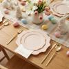 image:imageWDF 100PCS Mint Green Plastic Plates  Green Easter Plates Disposable  Heavy Duty Scalloped Plastic Plate for PartiesWeddingEasterSpringPink and Gold