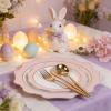 image:imageWDF 100PCS Mint Green Plastic Plates  Green Easter Plates Disposable  Heavy Duty Scalloped Plastic Plate for PartiesWeddingEasterSpringPink and Gold