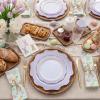 image:imageWDF 100PCS Mint Green Plastic Plates  Green Easter Plates Disposable  Heavy Duty Scalloped Plastic Plate for PartiesWeddingEasterSpringPurple