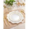 image:imageWDF 100PCS Mint Green Plastic Plates  Green Easter Plates Disposable  Heavy Duty Scalloped Plastic Plate for PartiesWeddingEasterSpringWhite and Gold