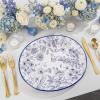 image:imageWDF 50Pack Lemon Oval Paper Plates  10x12 Heavy Duty Large Disposable Dinner Plates  Summer Lemon Serving Platters for BirthdayWeddingTea PartyBaby ShowerSummerBlue Flower