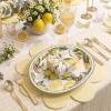 image:imageWDF 50Pack Lemon Oval Paper Plates  10x12 Heavy Duty Large Disposable Dinner Plates  Summer Lemon Serving Platters for BirthdayWeddingTea PartyBaby ShowerSummerLemon