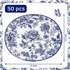 image:imageWDF 50Pack Lemon Oval Paper Plates  10x12 Heavy Duty Large Disposable Dinner Plates  Summer Lemon Serving Platters for BirthdayWeddingTea PartyBaby ShowerSummerBlue