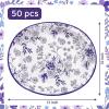 image:imageWDF 50Pack Lemon Oval Paper Plates  10x12 Heavy Duty Large Disposable Dinner Plates  Summer Lemon Serving Platters for BirthdayWeddingTea PartyBaby ShowerSummerBlue and White