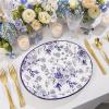 image:imageWDF 50Pack Lemon Oval Paper Plates  10x12 Heavy Duty Large Disposable Dinner Plates  Summer Lemon Serving Platters for BirthdayWeddingTea PartyBaby ShowerSummerBlue and White