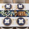 image:imageWDF 60pcs Purple Plates Disposable with Gold Rim  Baroque Light Purple Plastic Plates  Lavender Plates for SpringWeddingEasterBirthdayBlue and Gold