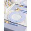 image:imageWDF 60pcs Purple Plates Disposable with Gold Rim  Baroque Light Purple Plastic Plates  Lavender Plates for SpringWeddingEasterBirthdayBlue and Gold
