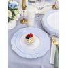 image:imageWDF 60pcs Purple Plates Disposable with Gold Rim  Baroque Light Purple Plastic Plates  Lavender Plates for SpringWeddingEasterBirthdayBlue and Gold