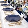 image:imageWDF 60pcs Purple Plates Disposable with Gold Rim  Baroque Light Purple Plastic Plates  Lavender Plates for SpringWeddingEasterBirthdayBlue and Gold